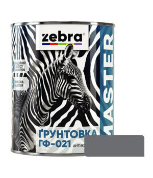 Грунт ГФ-021 антикорозійний ZEBRA MASTER М17 сірий (0,8кг)