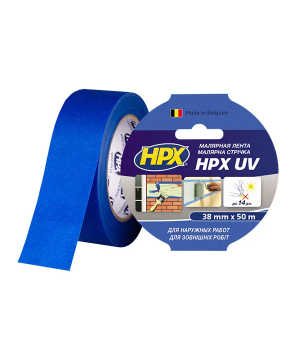 Стрічка малярна стійка до ультрафіолету HPX MU3850 38мм х 50м синя