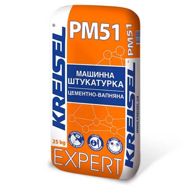Штукатурка стартова, цементно-вапняна Крайзель EXPERT РМ51  для машинного та ручного нанесення (25 кг)