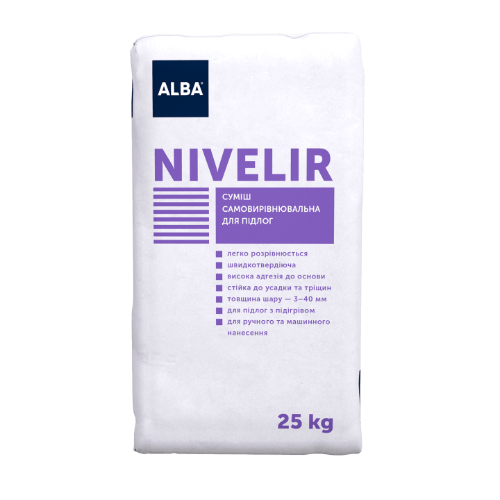 Суміш самовирівнювальна для підлоги  ALBA «NIVELIR (25 кг)