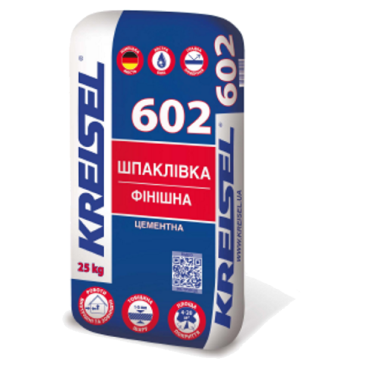 Шпаклівка фінішна цементна (біла) 1-5мм  Kreisel (Крайзель) 602 (25 кг) 