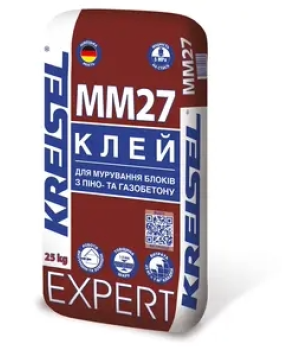 Клей для мурування блоків з піно- та газобетону Kreisel (Крайзель) EXPERT MM27 (25 кг.)  