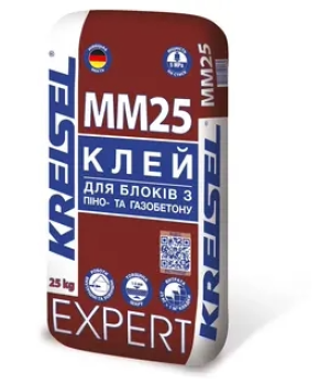 Клей для мурування  та шпаклювання блоків з піно-та газобетону Kreisel (Крайзель) EXPERT MM25 (25 кг.)  