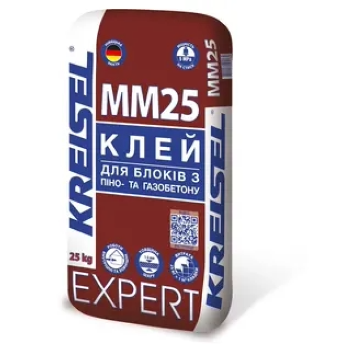Клей для мурування  та шпаклювання блоків з піно-та газобетону Kreisel (Крайзель) EXPERT MM25 (25 кг.)  