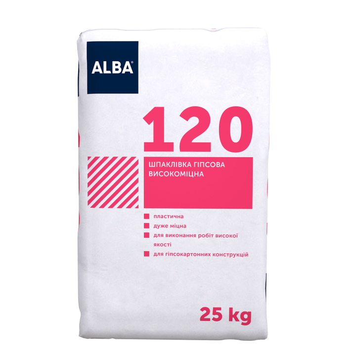 Шпаклівка гіпсова високоміцна Альба "120" (25 кг.)