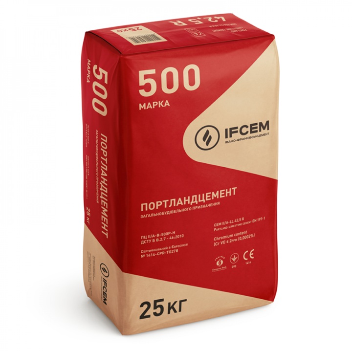 Цемент М500 СЕМ II/А-LL 42.5 R 25кг (Івано-Франківський)