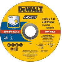 Круг відрізний нержавіюча сталь/листовий метал DeWALT FASTCUT 125x1x22,23 мм DT20540