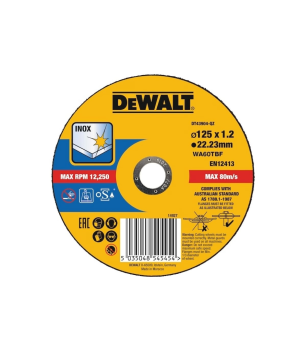 Круг відрізний нержавіюча сталь/листовий метал DeWALT EXTREME 125*1,2*22,23 DT43904