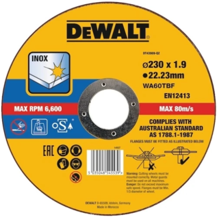Круг відрізний  по металу DeWALT INOX   230х1,9х22,2 мм DT43909