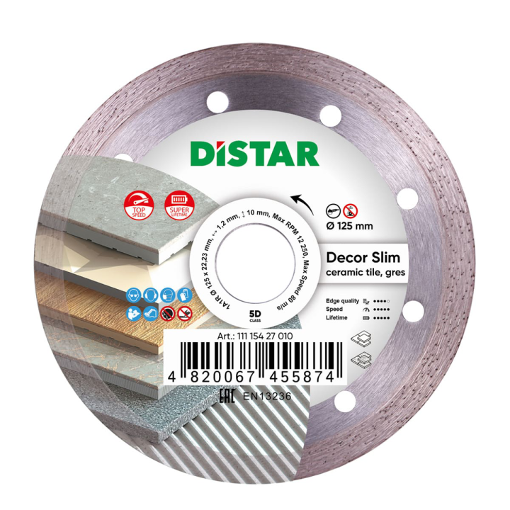 Круг алмазний відрізний Distar 1A1R 125x1,2/1,0x8x22.23 Decor Slim