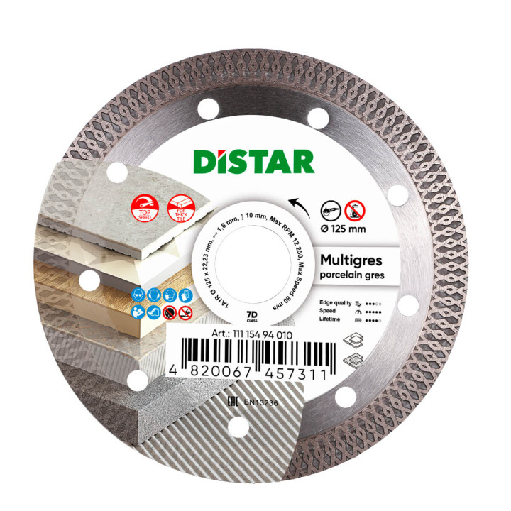 Круг алмазний відрізний Distar 125х22,23 7D Multigres граніт, мармур