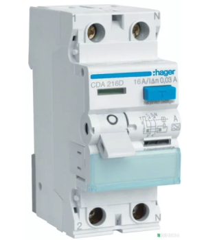 Дифреле Hager ПЗВ 2P  6kA  16A 30mA A
