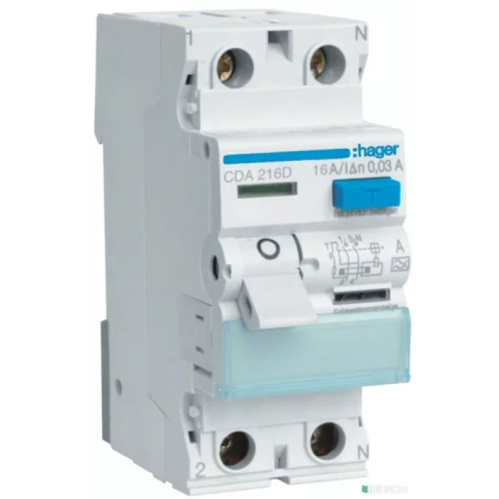 Дифреле Hager ПЗВ 2P  6kA  16A 30mA A