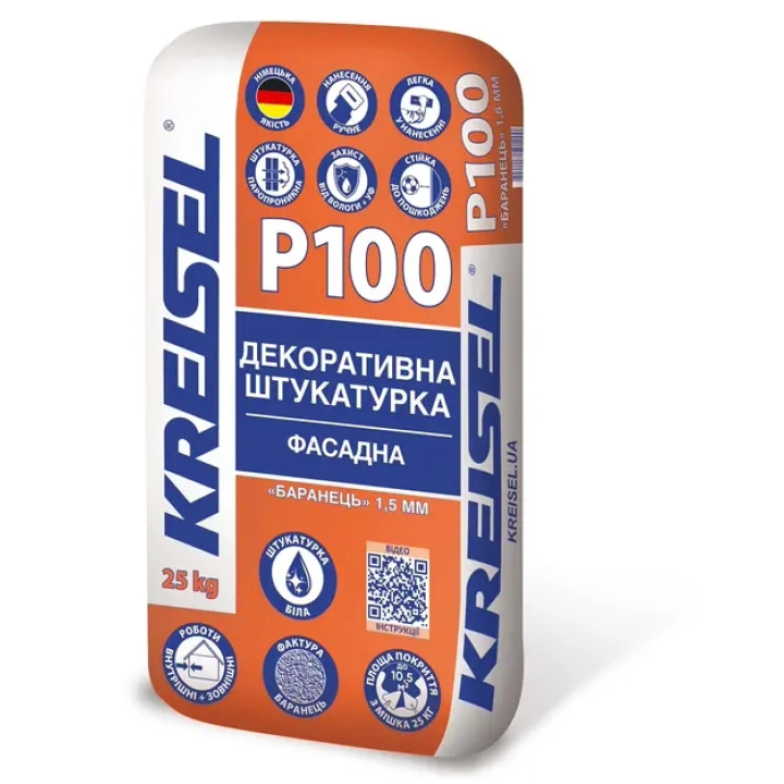 Штукатурка камінцева Баранець 2,0мм Kreisel (Крайзель) Р 100 (25 кг) біла