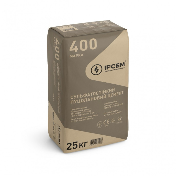 Цемент М400 СЕМ IV/B(P-V)  32.5 R-SR 25кг (Івано-Франківський)