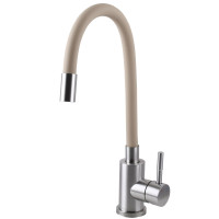 Змішувач для кухні Globus Lux ALPEN SBT1-203S-BG15 боковий БЕЖ Гофровилив нержавійка_на гайці