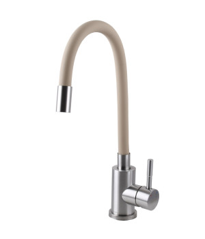 Змішувач для кухні Globus Lux ALPEN SBT1-203S-BG15 боковий БЕЖ Гофровилив нержавійка_на гайці
